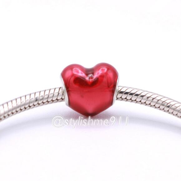 Authentic PANDORA Metallic Red Heart Charm - 799291C02 - Picture 4 of 10